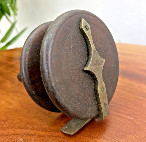 Wooden brass fishing reel - fishing, ~