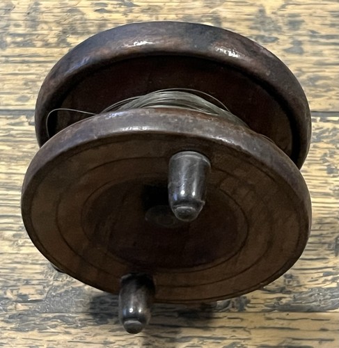 Antique wooden fishing - wooden, reel