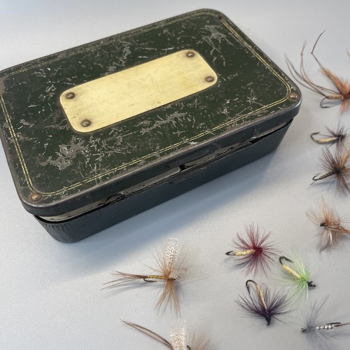 Antique vintage metal box with - vintage,