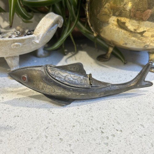 Antique metal fish spice - antique,