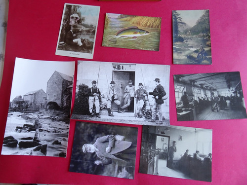 Antique fishing post cards - 3x,