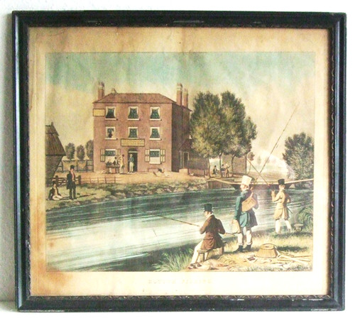Antique fishing print j - antique,