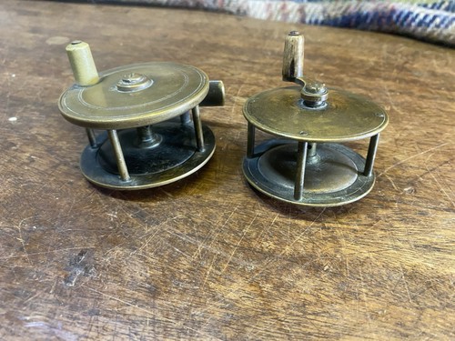 Antique brass fishing reels - 2,