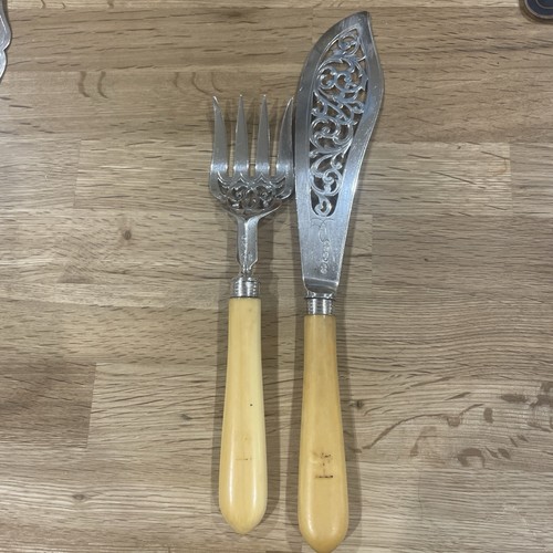 Victorian silver fish servers - silver,
